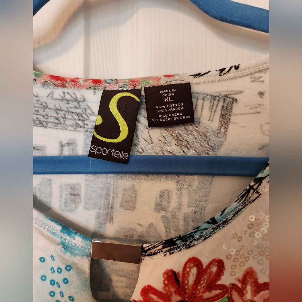 Spartelle scenic Print Women's Top - Multicolor, sz XL - Picture 2 of 4